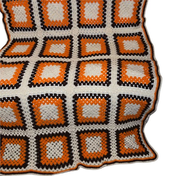 Handmade Hand Crafted Vintage 70's Style Granny Square Throw Afgan 76 X 53 - Picture 10 of 11